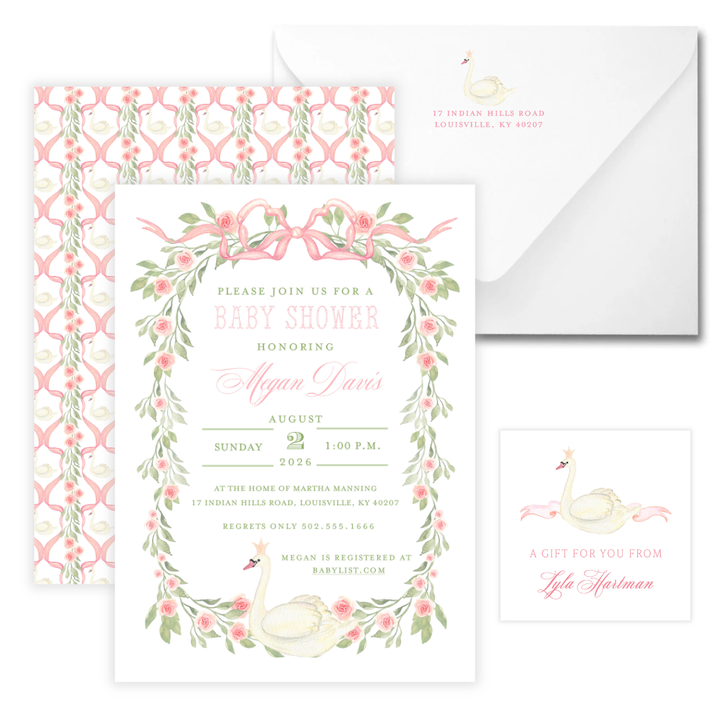 Swan Princess Baby Shower Invitations