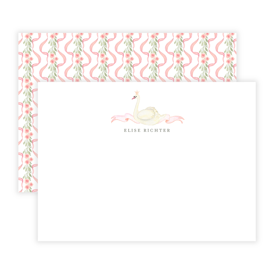 Swan Princess Personalized Flat Note Cards