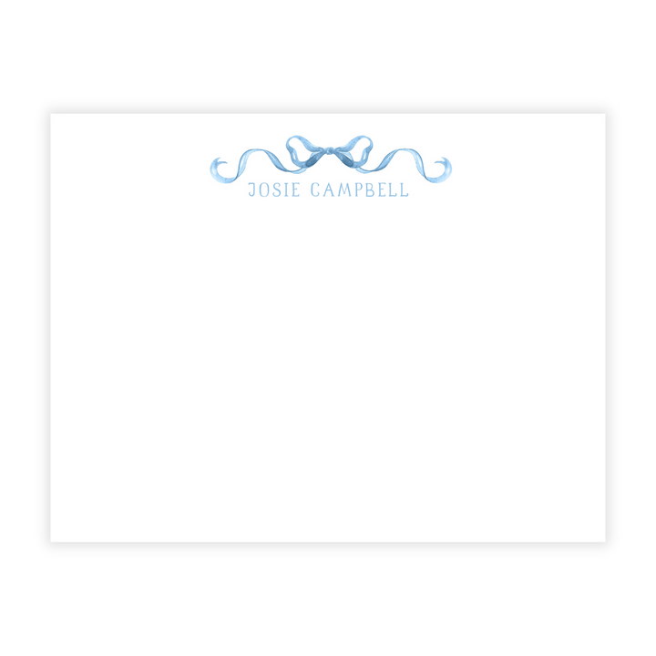 Sweet Blue Bow Personalized Flat Note Cards