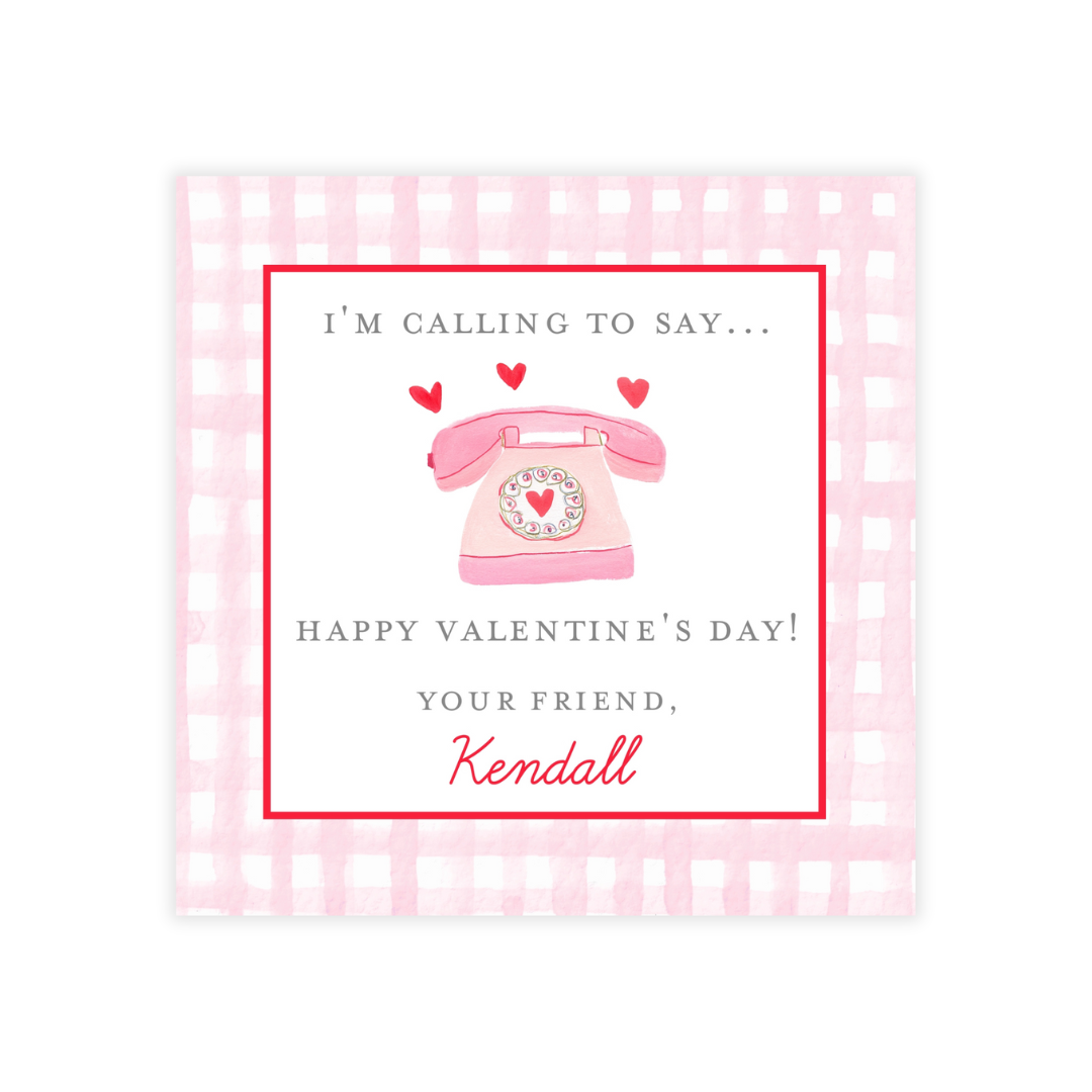 Retro Telephone Valentine, Choice of Stickers or Cards