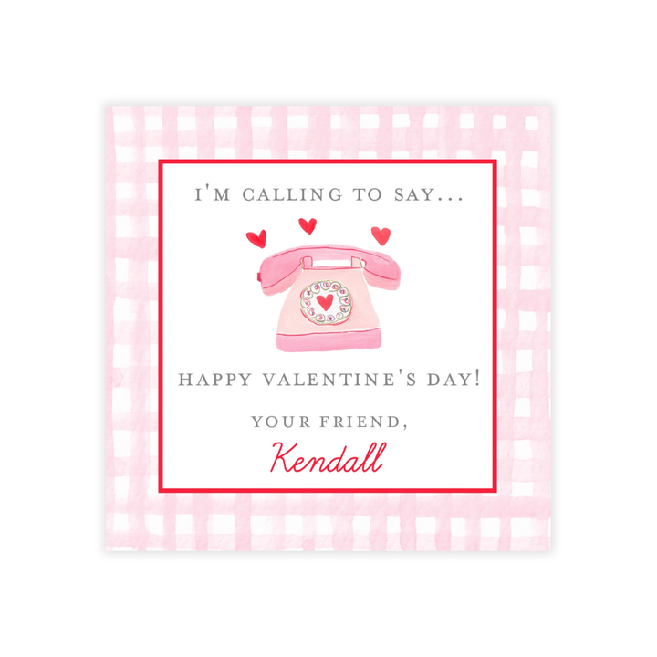 Retro Telephone Valentine, Choice of Stickers or Cards