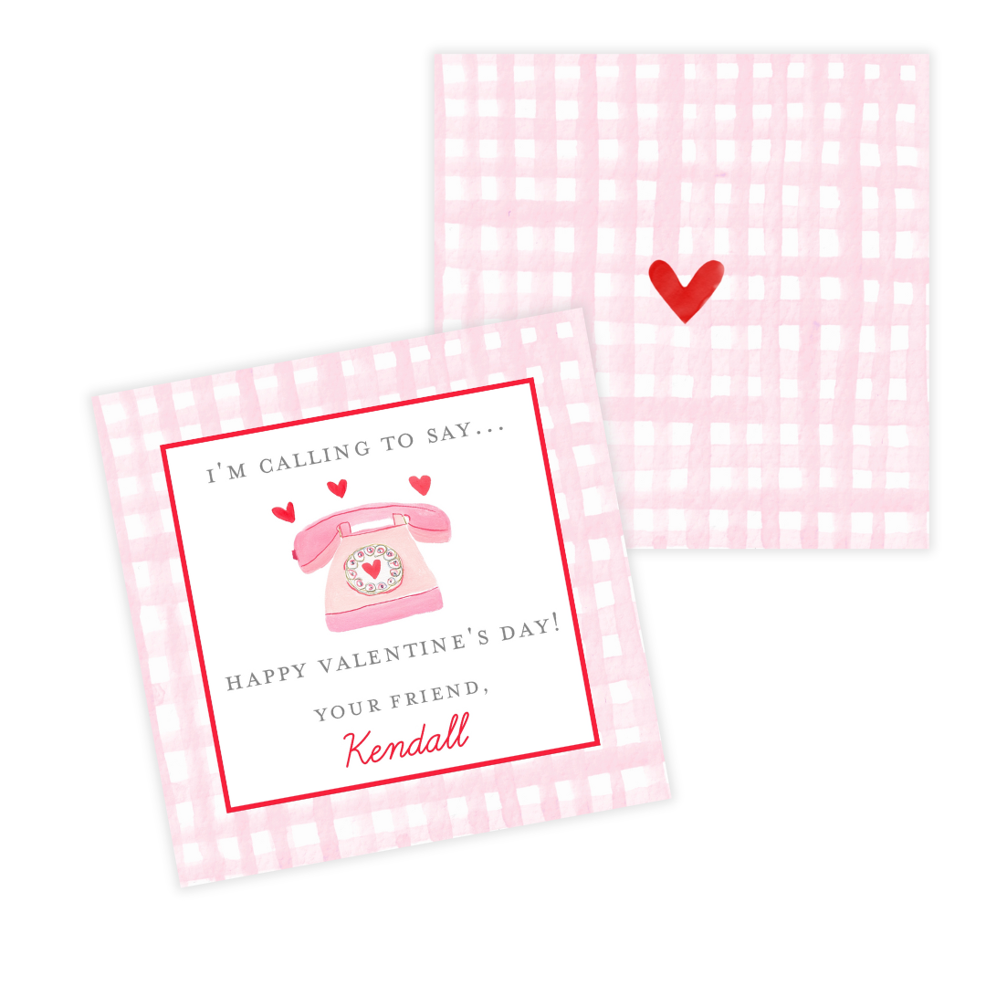 Retro Telephone Valentine, Choice of Stickers or Cards