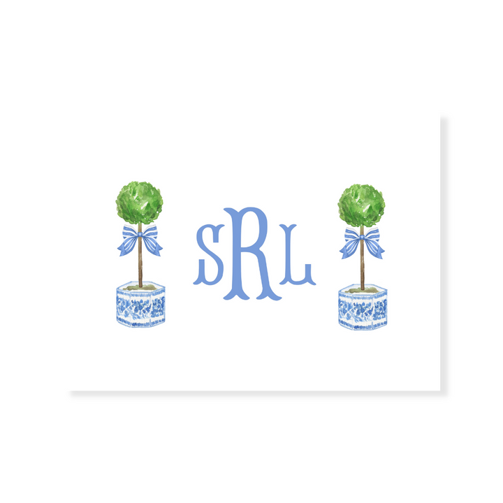 Topiaries + Monogram Note Cards
