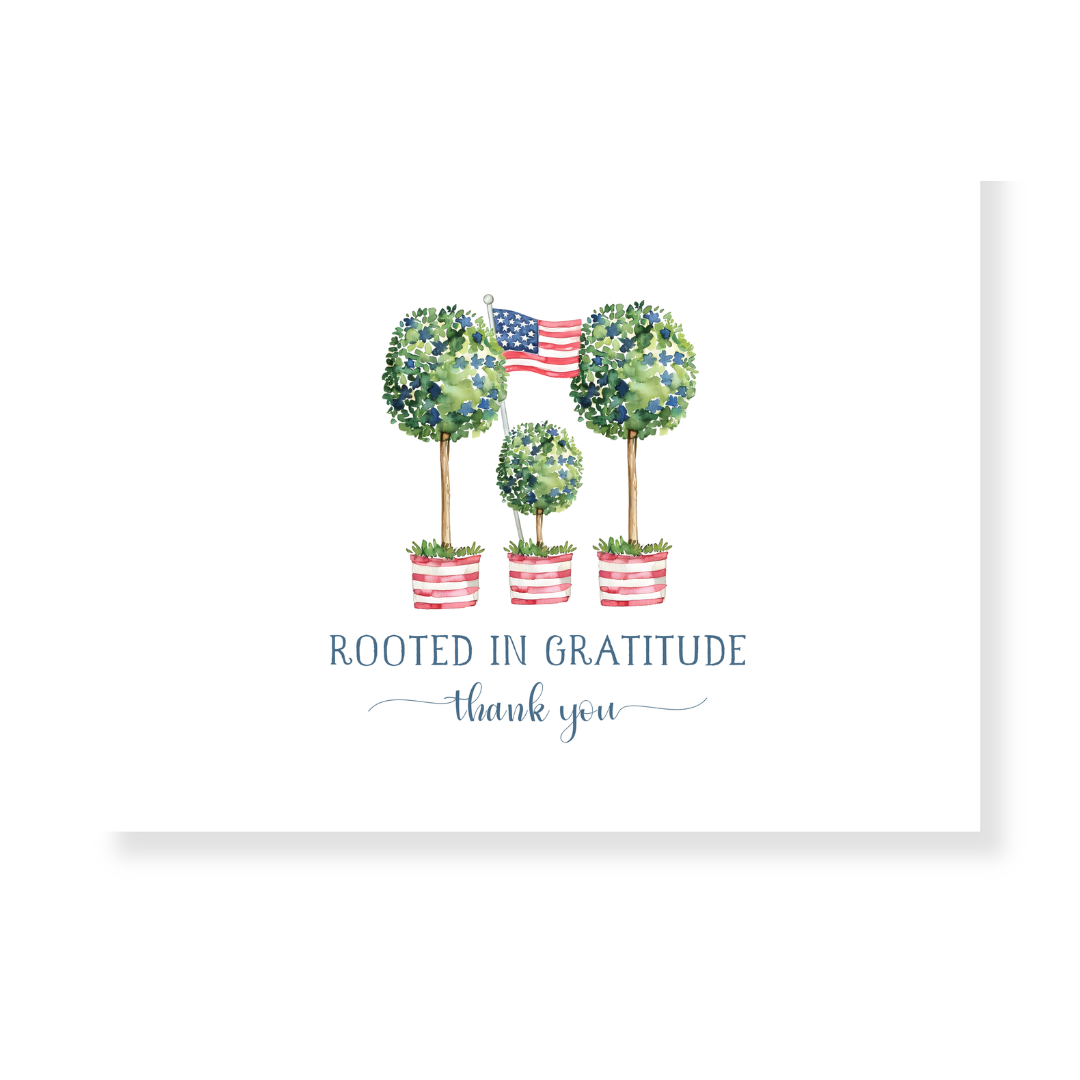 Patriotic Topiary Trio Thank You Notes