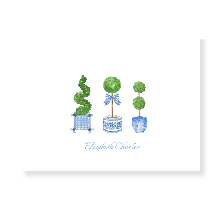 Topiary Trio Personalized Folded Note Cards