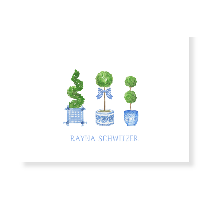 Topiary Trio Personalized Folded Note Cards