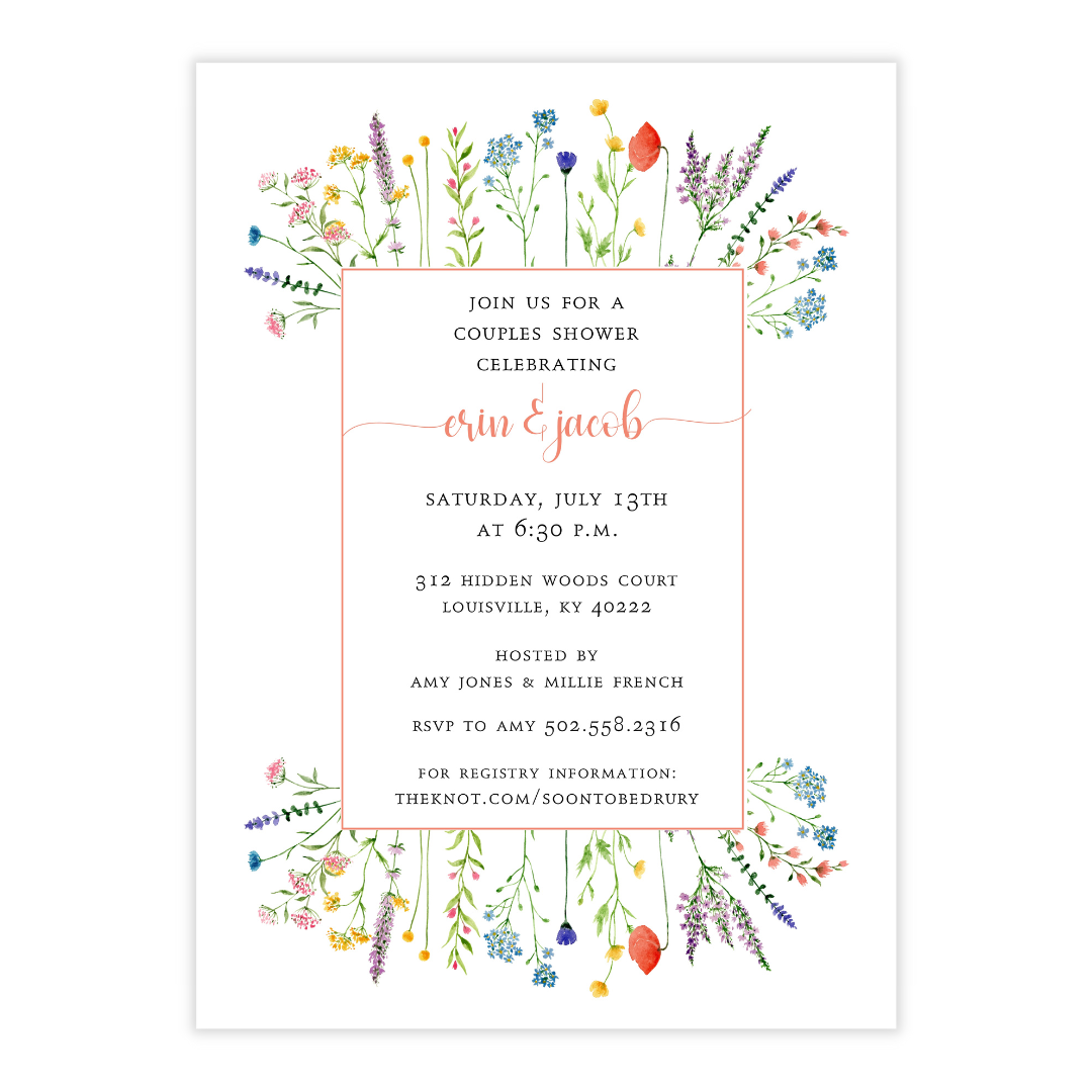 Wildflower Border Bridal Shower Invitation