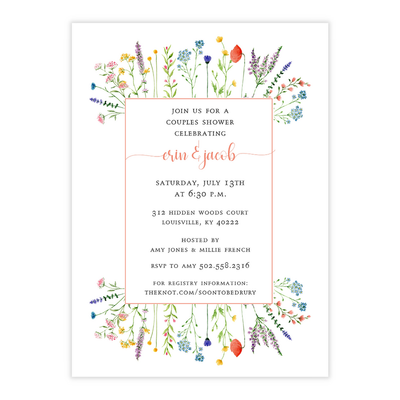 Wildflower Border Bridal Shower Invitation