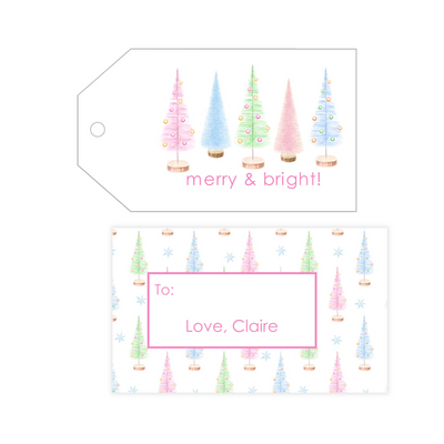 Bottle Brush Trees Personalized Gift Tags