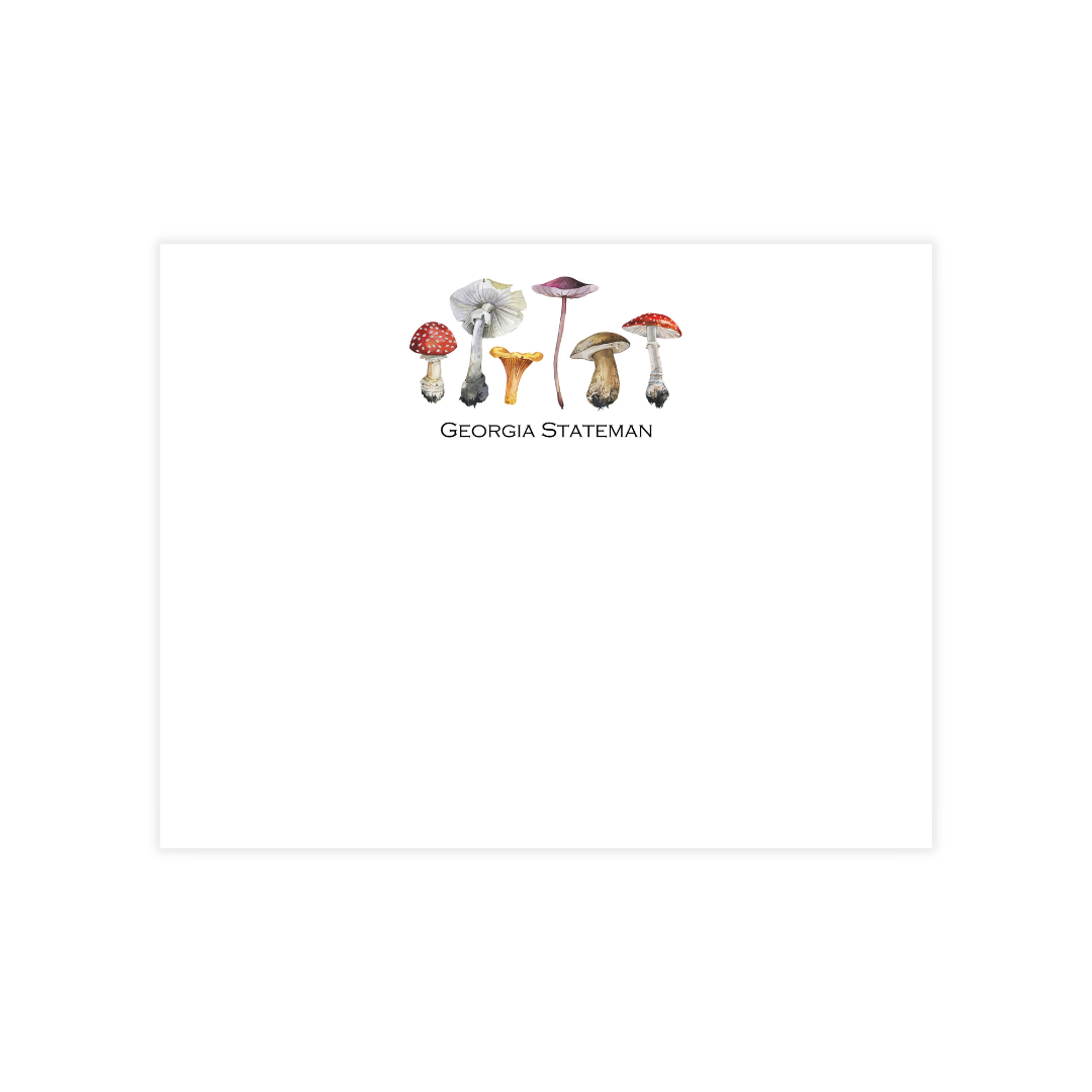 Mushrooms Personalized Flat Note Cards