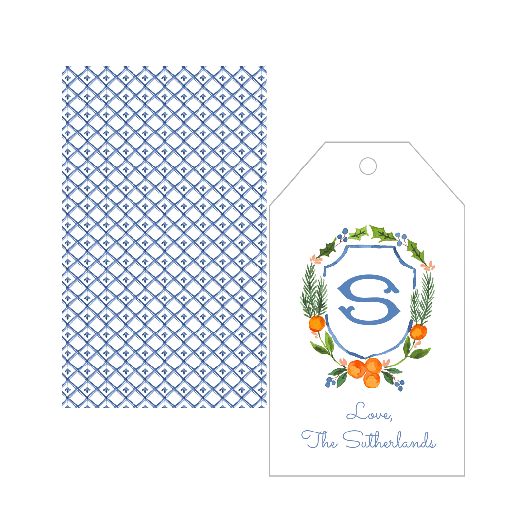 Citrus Holiday Crest + Monogram Gift Tags