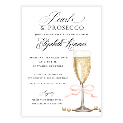 Prosecco + Pearls Bridal Shower Invitation