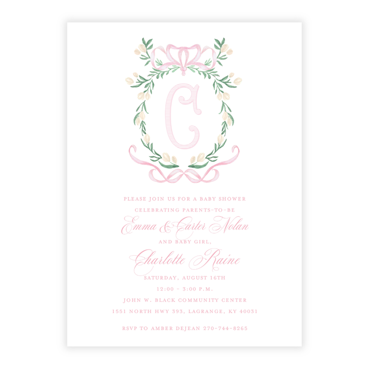 Pink Crest Baby Shower Invitation