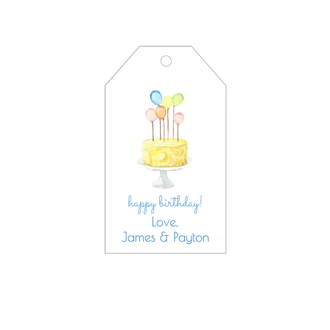 Birthday Cake + Balloons Gift Tags