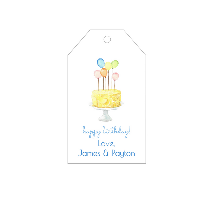 Birthday Cake + Balloons Gift Tags