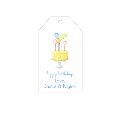 Birthday Cake + Balloons Gift Tags