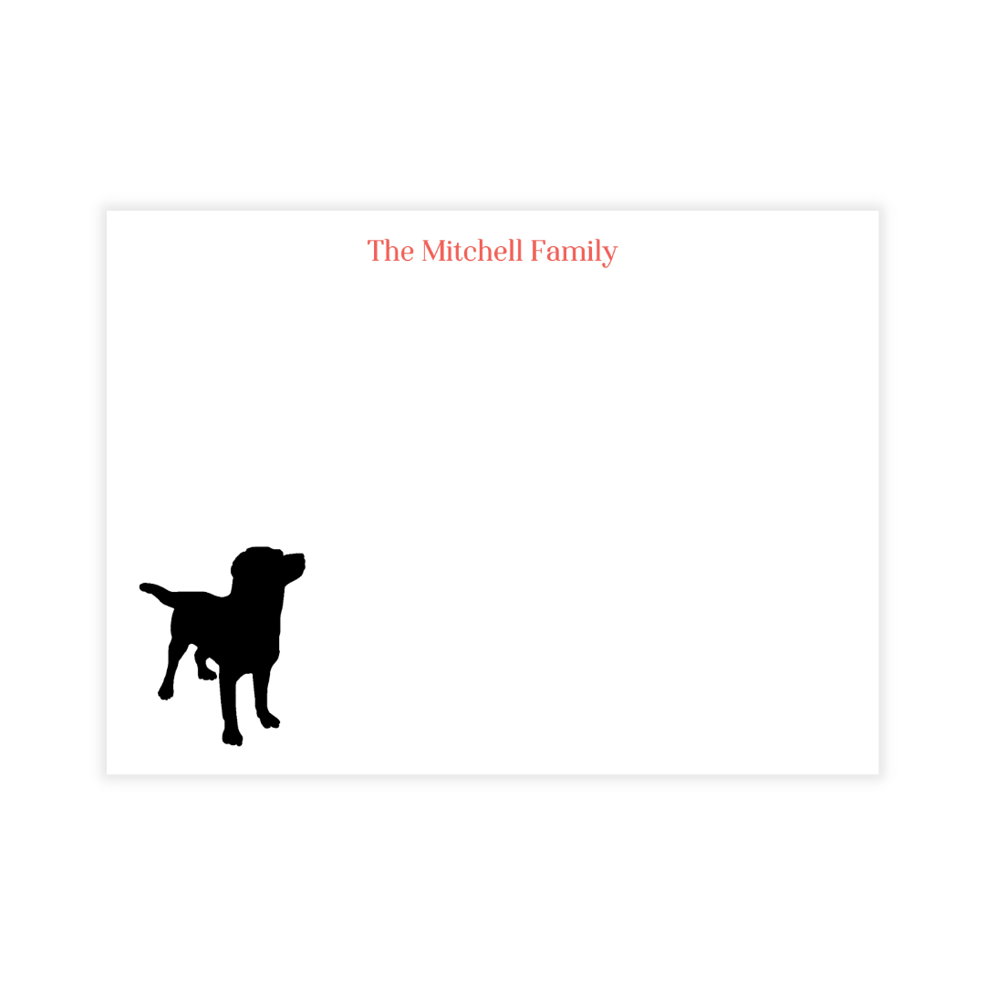 Black Lab + Stripes Personalized Large Flat Note Cards