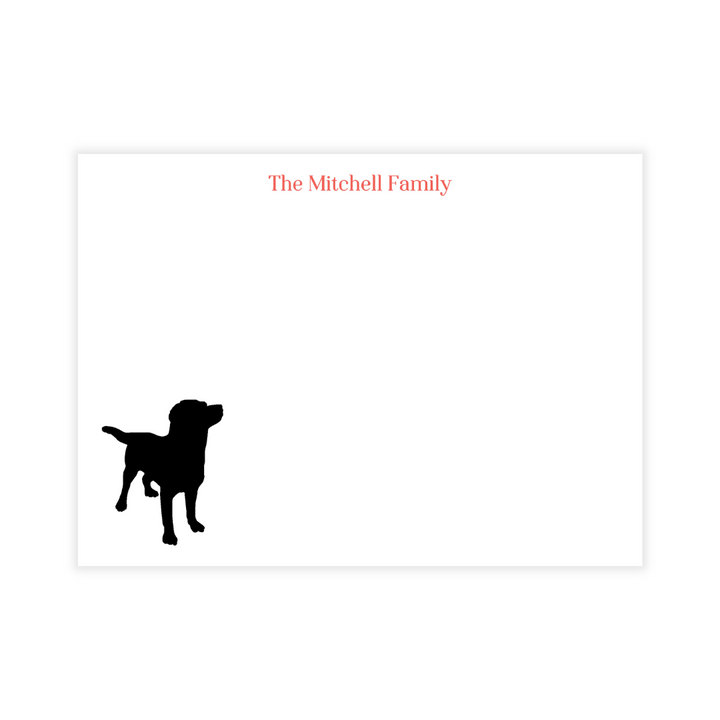 Black Lab + Stripes Personalized Large Flat Note Cards