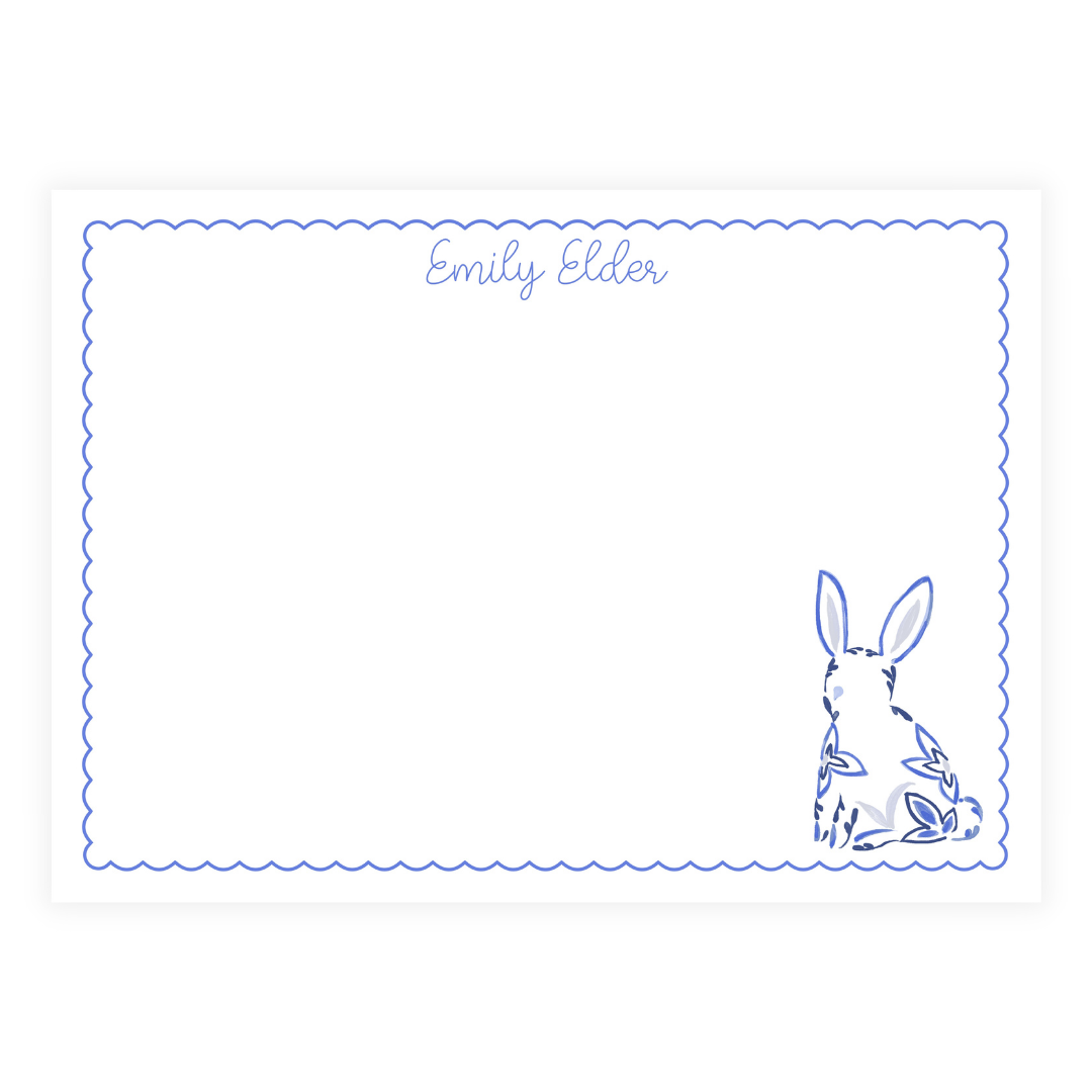 Blue Bunny Personalized Large Flat Note Cards