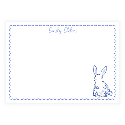 Blue Bunny Personalized Large Flat Note Cards