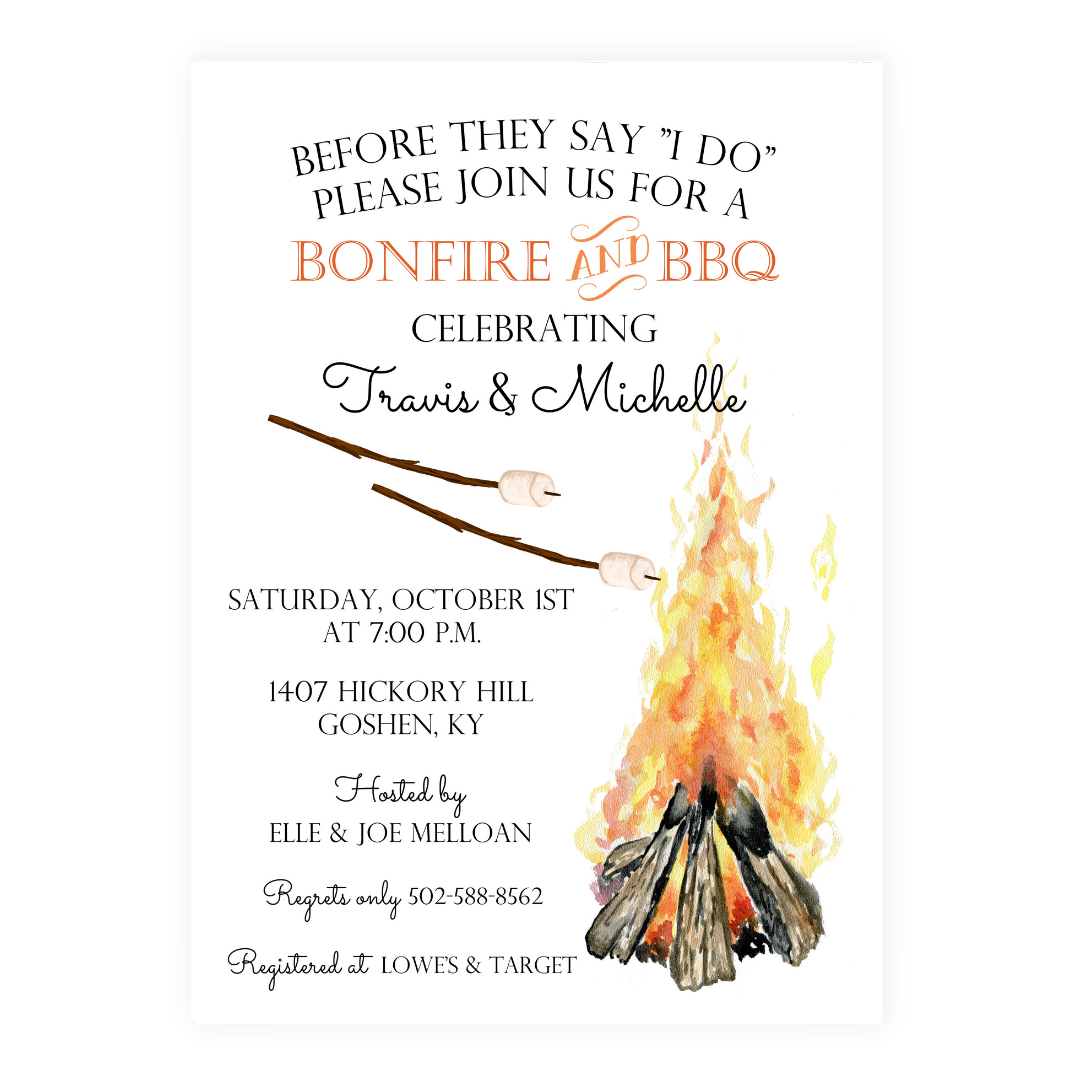 Bonfire + BBQ Couple's Shower Invitation
