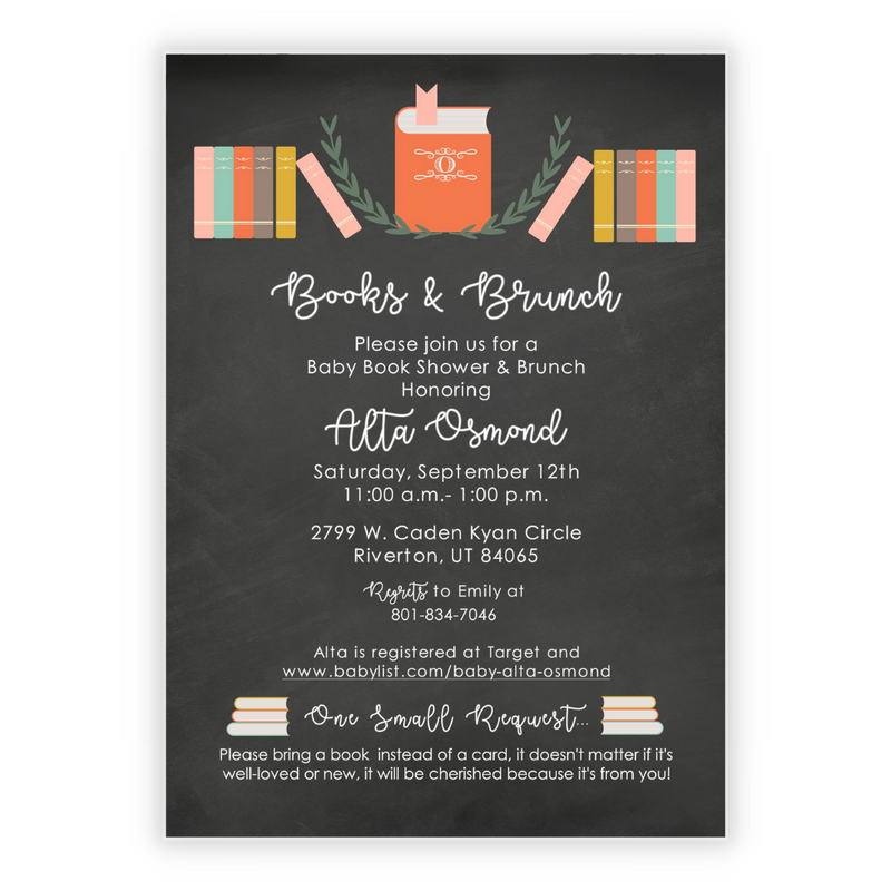 Books + Brunch Baby Shower Invitation