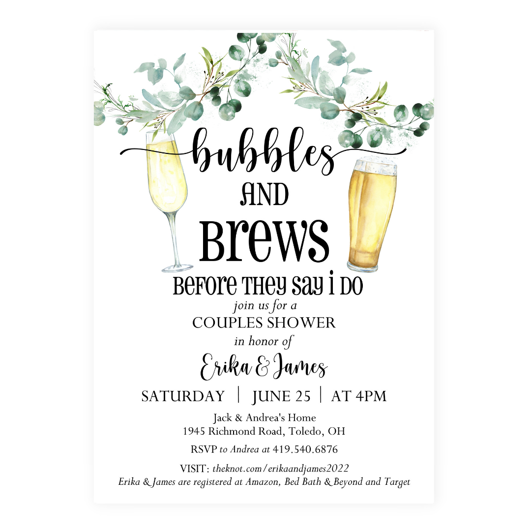Bubbles + Brews Couples Shower Invitation