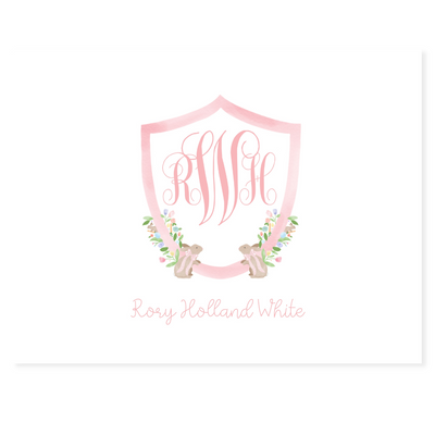 Pink Bunny Crest Note Cards