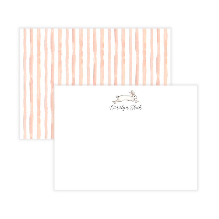 Spring Bunny Personalized Large Flat Note Cards