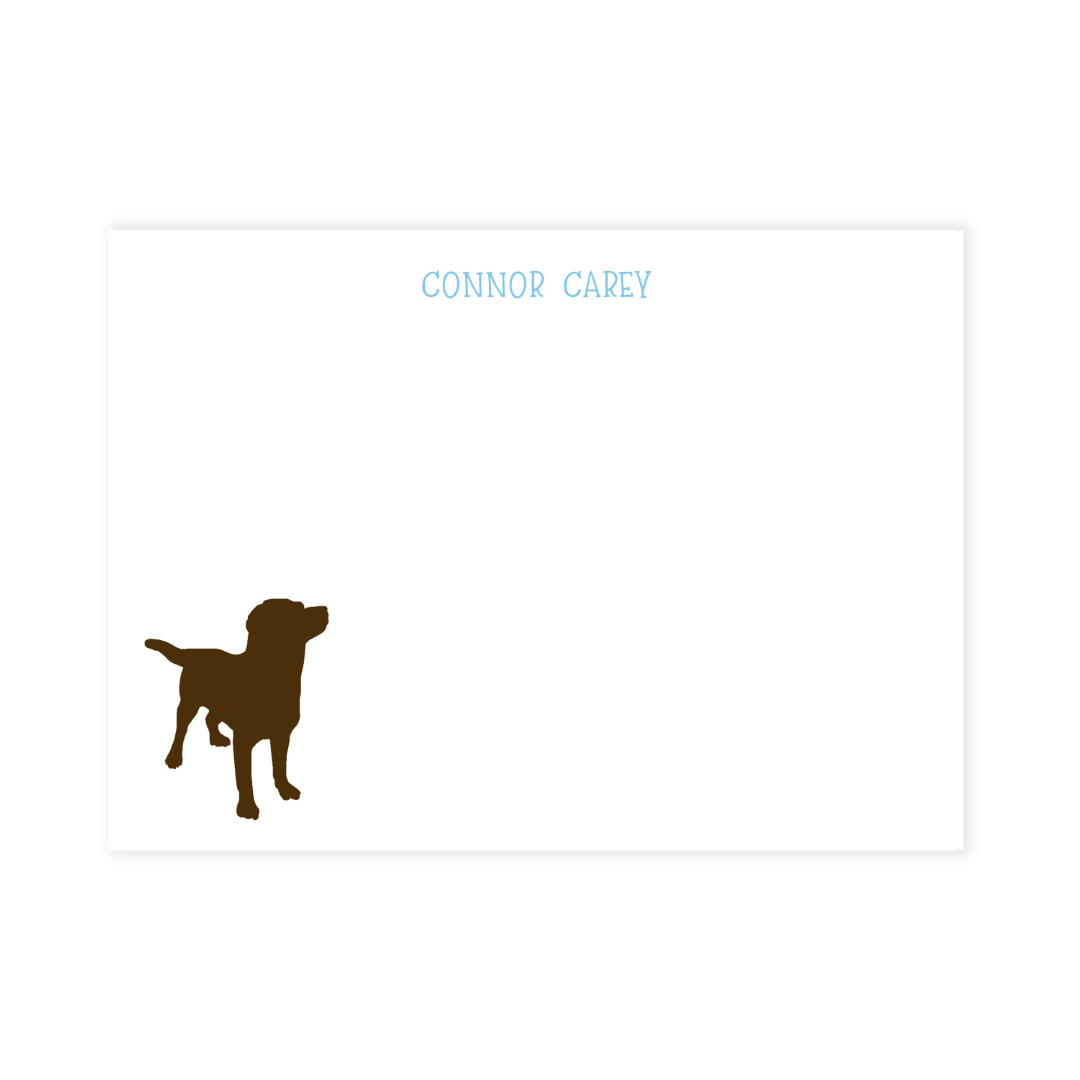 Chocolate Lab + Stripes Personalized Large Flat Note Cards
