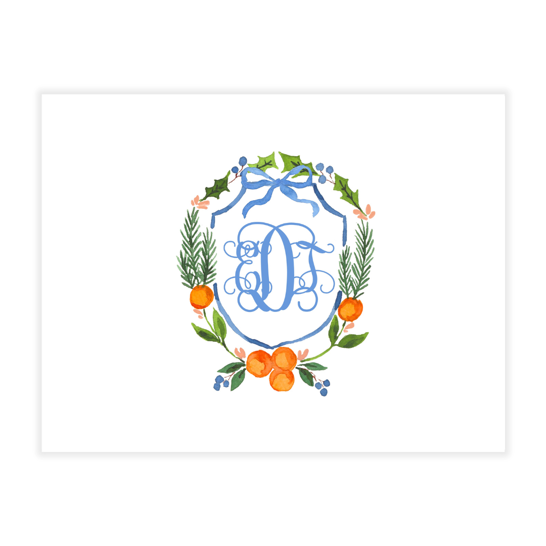 Citrus Holiday Crest + Monogrammed Note Cards