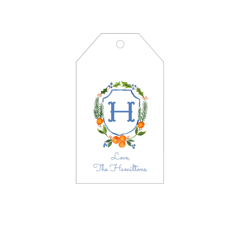 Citrus Holiday Crest + Monogram Gift Tags