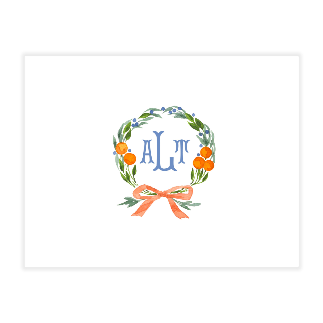 Citrus Wreath + Monogrammed Note Cards