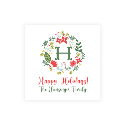 Festive Wreath + Monogram Holiday Stickers