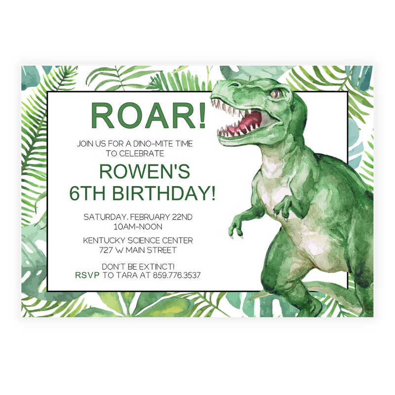 Fierce Dinosaur Party Invitation