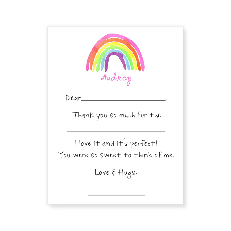 Rainbow Fill-in Thank You Flat Note Cards