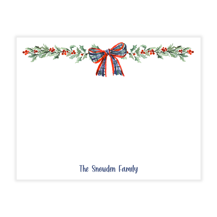 Holiday Garland and Bow Flat Note Cards