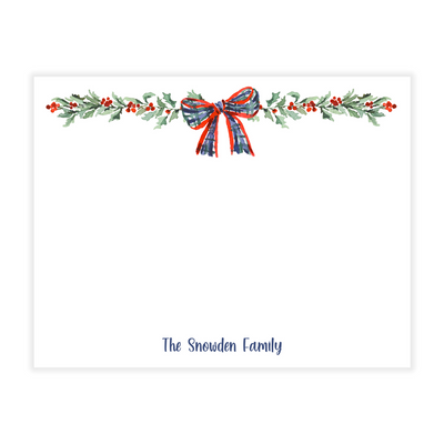 Holiday Garland and Bow Flat Note Cards