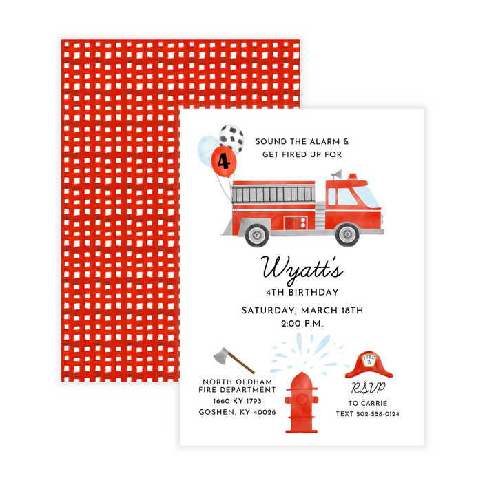 Firetruck Party Invitation