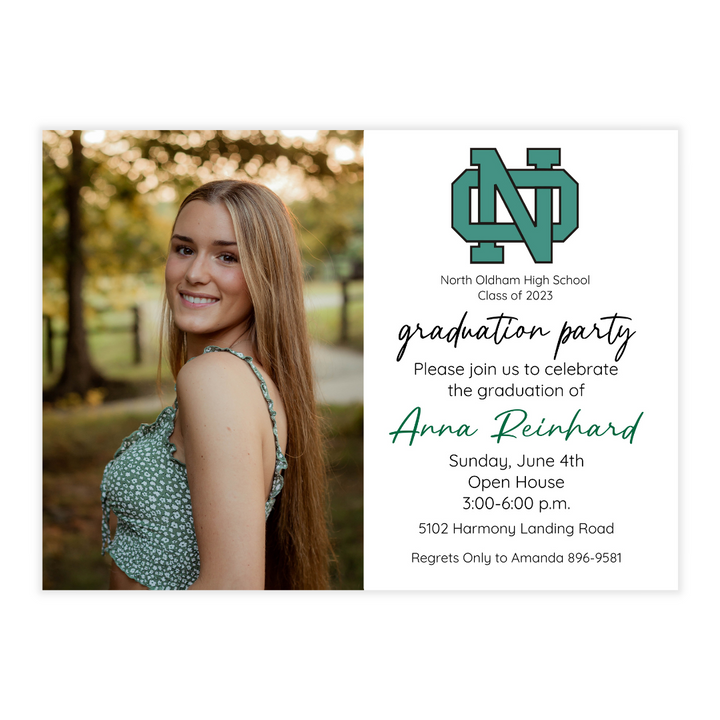 Photo Card + School Logo Graduation Invitation- Design 2