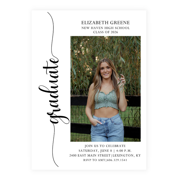 Script Graduate + Two Photo Party Invitation