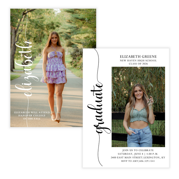 Script Graduate + Two Photo Party Invitation