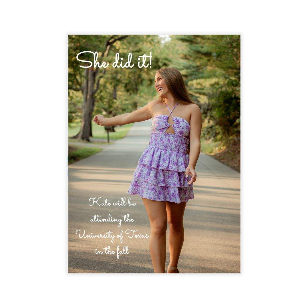 Floral Frame + Monogram + Photo Graduation Invitation
