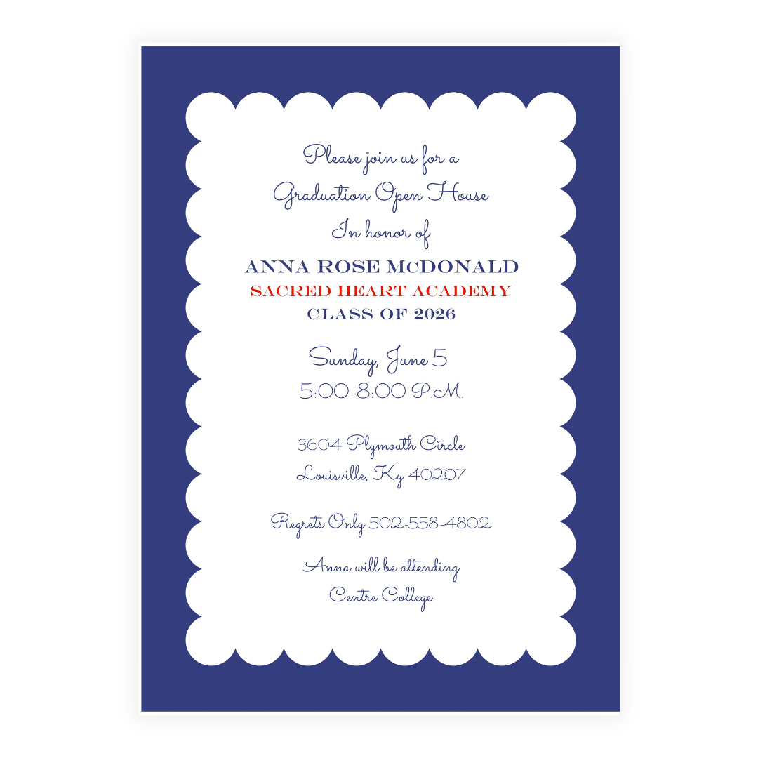 Scallop Border Party Invitation- choose your color!