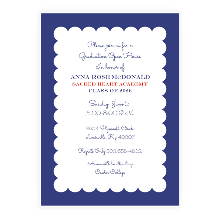 Scallop Border Party Invitation- choose your color!