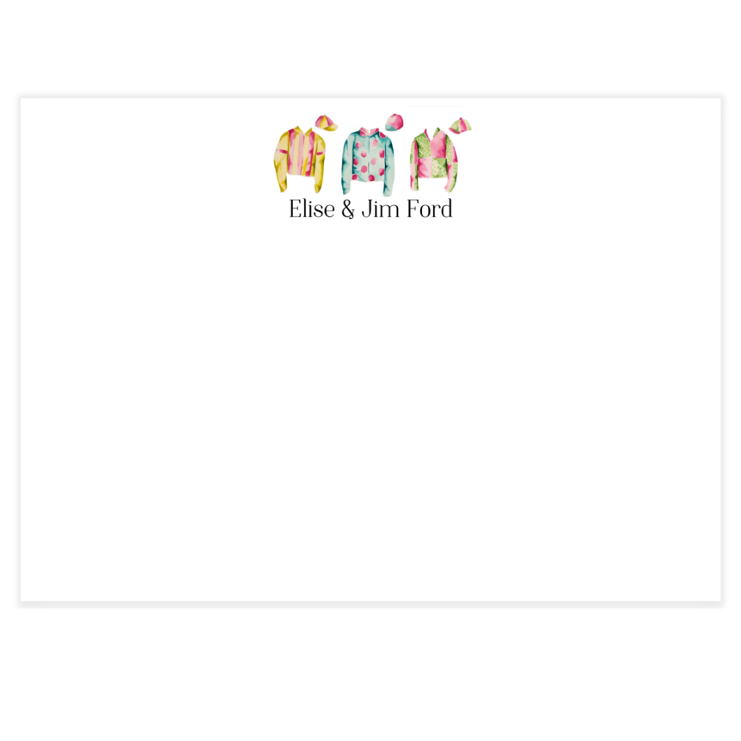 Jockey Silks Personalized Flat Note Cards