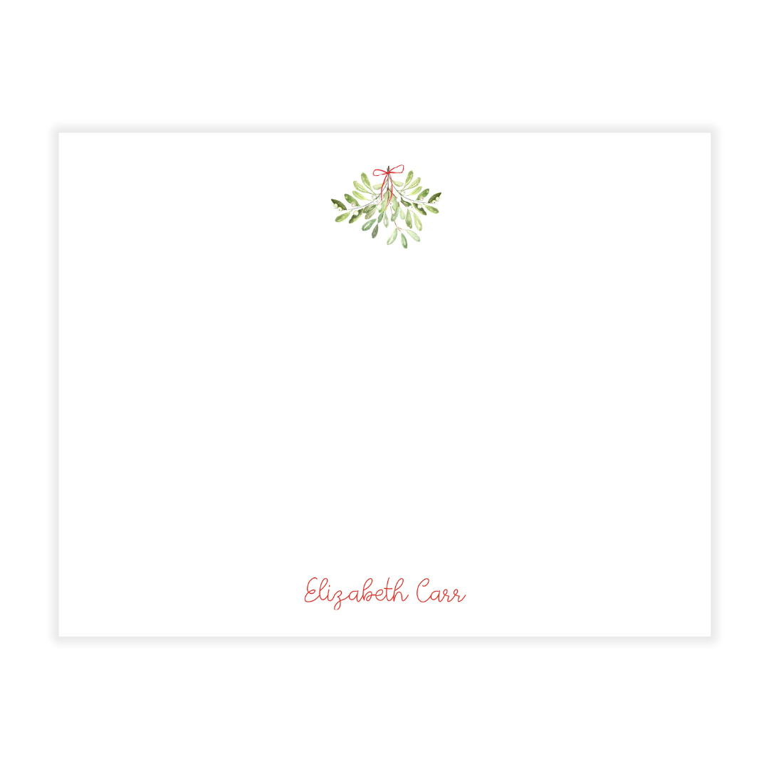 Mistletoe Personalized Flat Note Cards