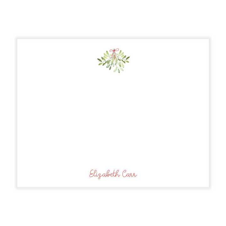 Mistletoe Personalized Flat Note Cards