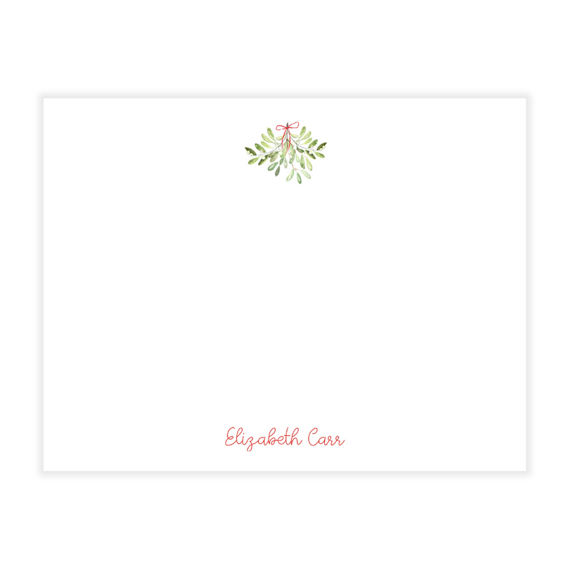 Mistletoe Personalized Flat Note Cards