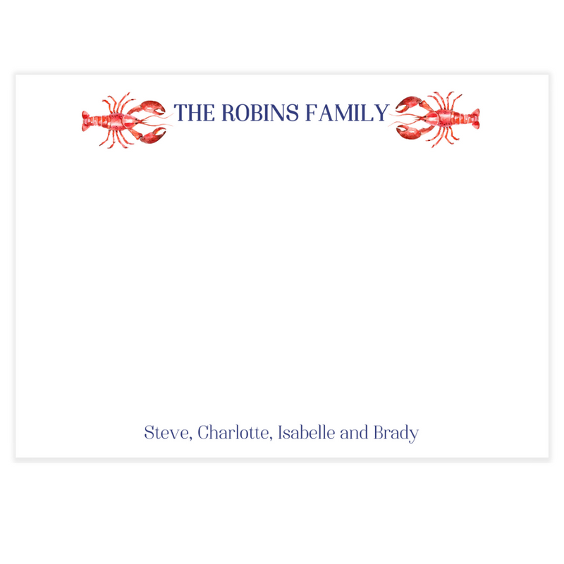 Lobster Personalized Flat Note Cards